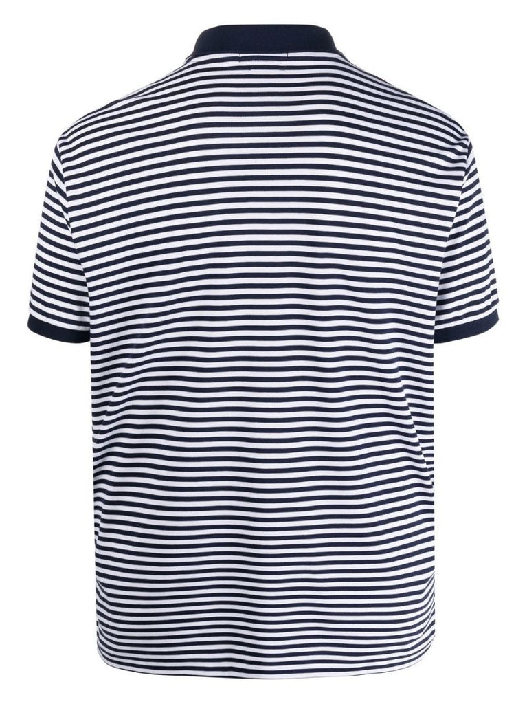 Blue Striped Cotton Polo Shirt