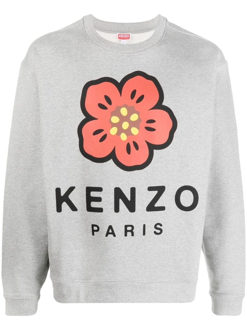 Grey Boke Flower Print Sweatshirt