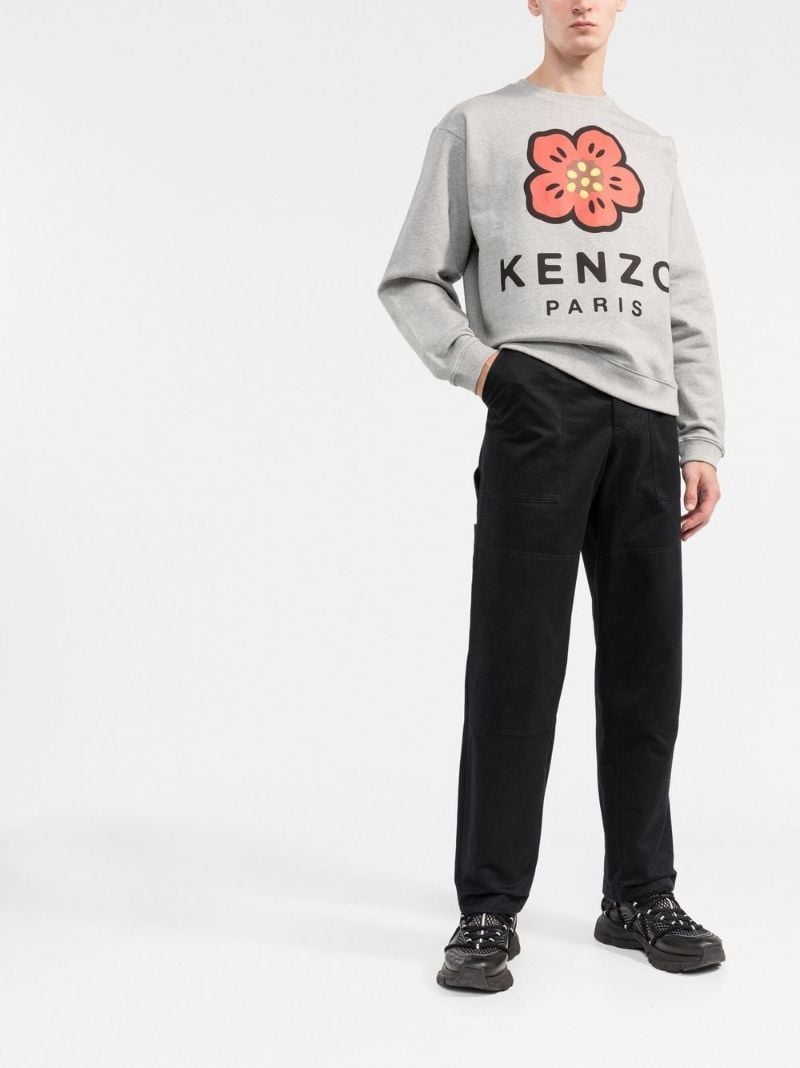 Grey Boke Flower Print Sweatshirt