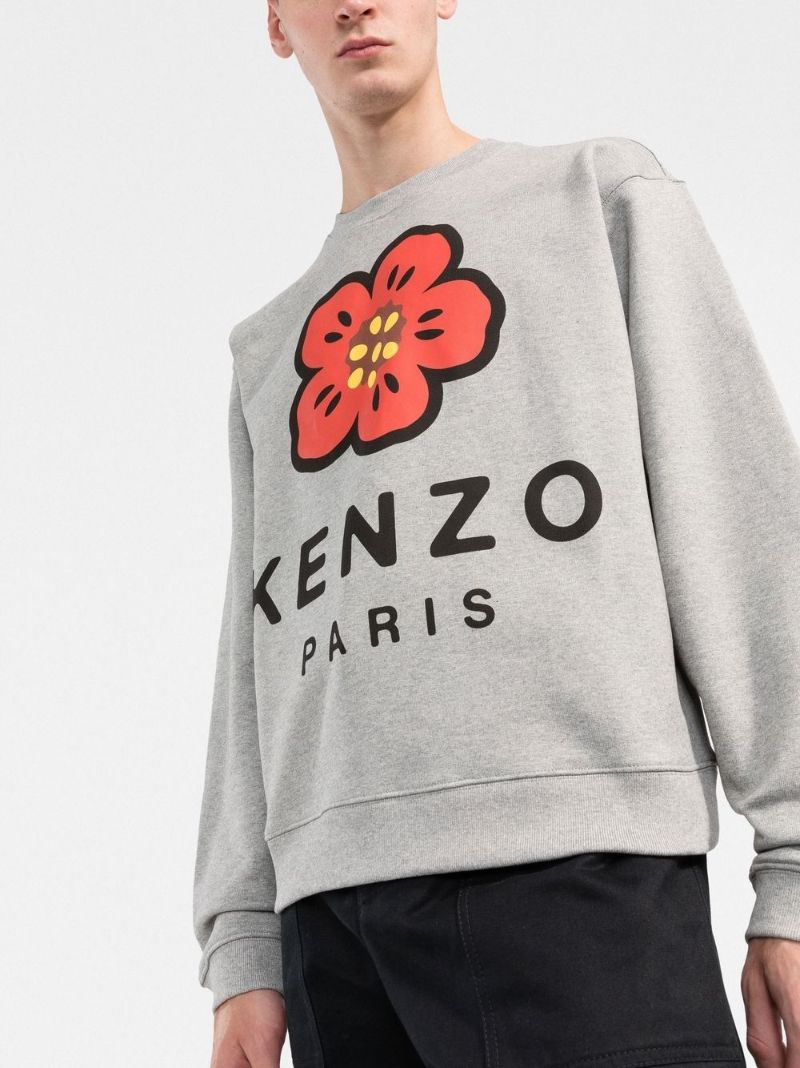 Grey Boke Flower Print Sweatshirt