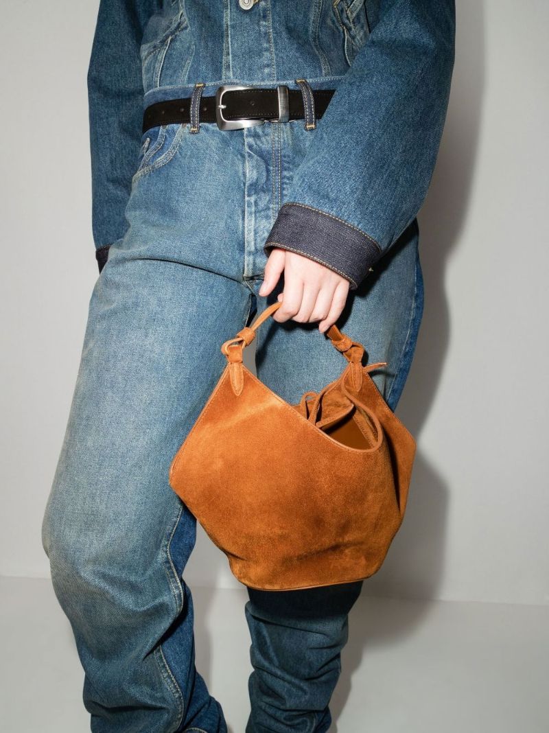 Brown Lotus Suede Mini Tote Bag