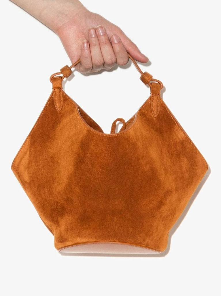 Brown Lotus Suede Mini Tote Bag