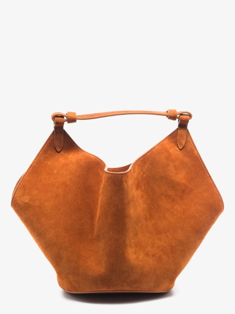 Brown Lotus Suede Mini Tote Bag