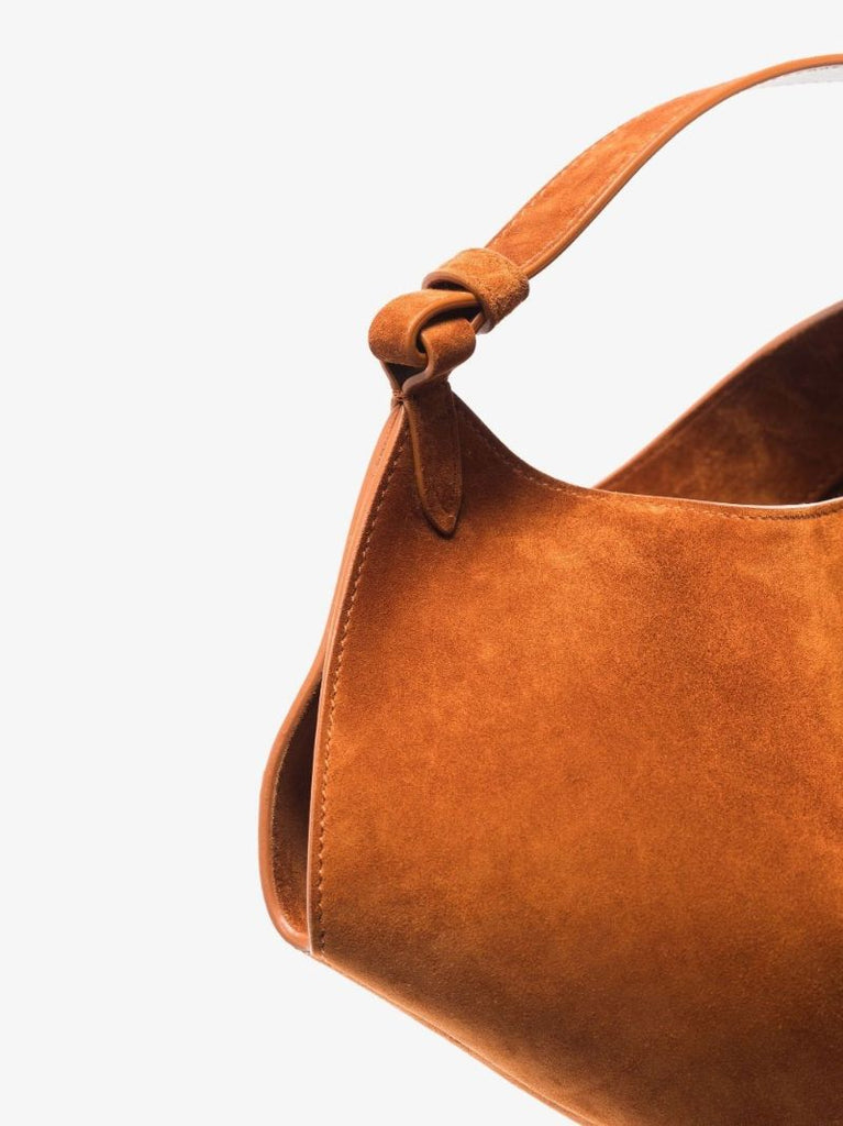 Brown Lotus Suede Mini Tote Bag