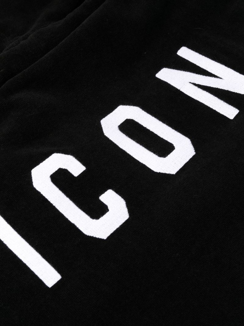 Black Logo Embroidered Cotton Dressing Gown