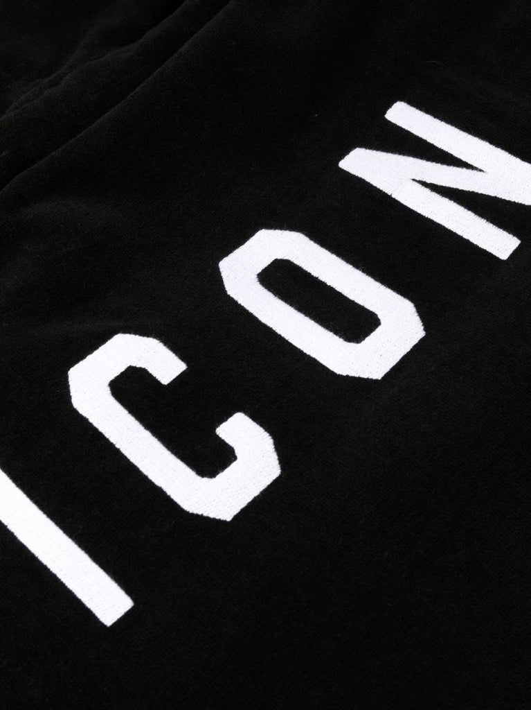 Black Logo Embroidered Cotton Dressing Gown
