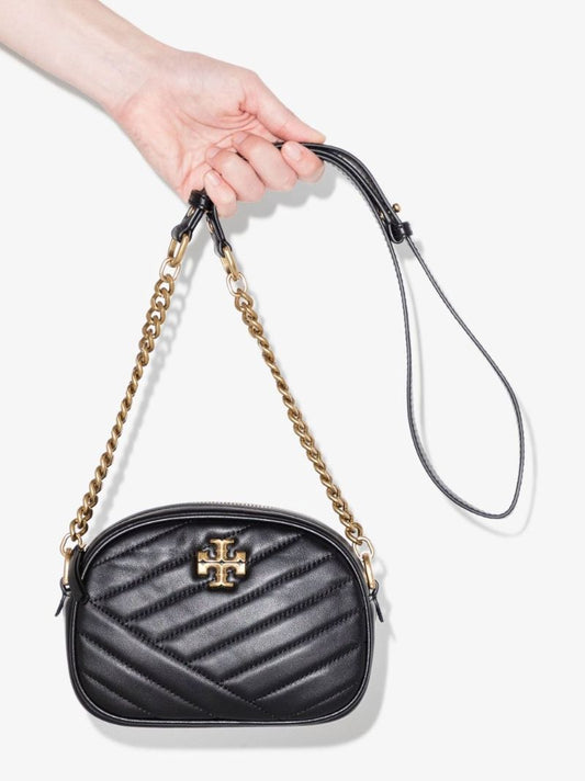 Black Kira Quilted Leather Camera Bag