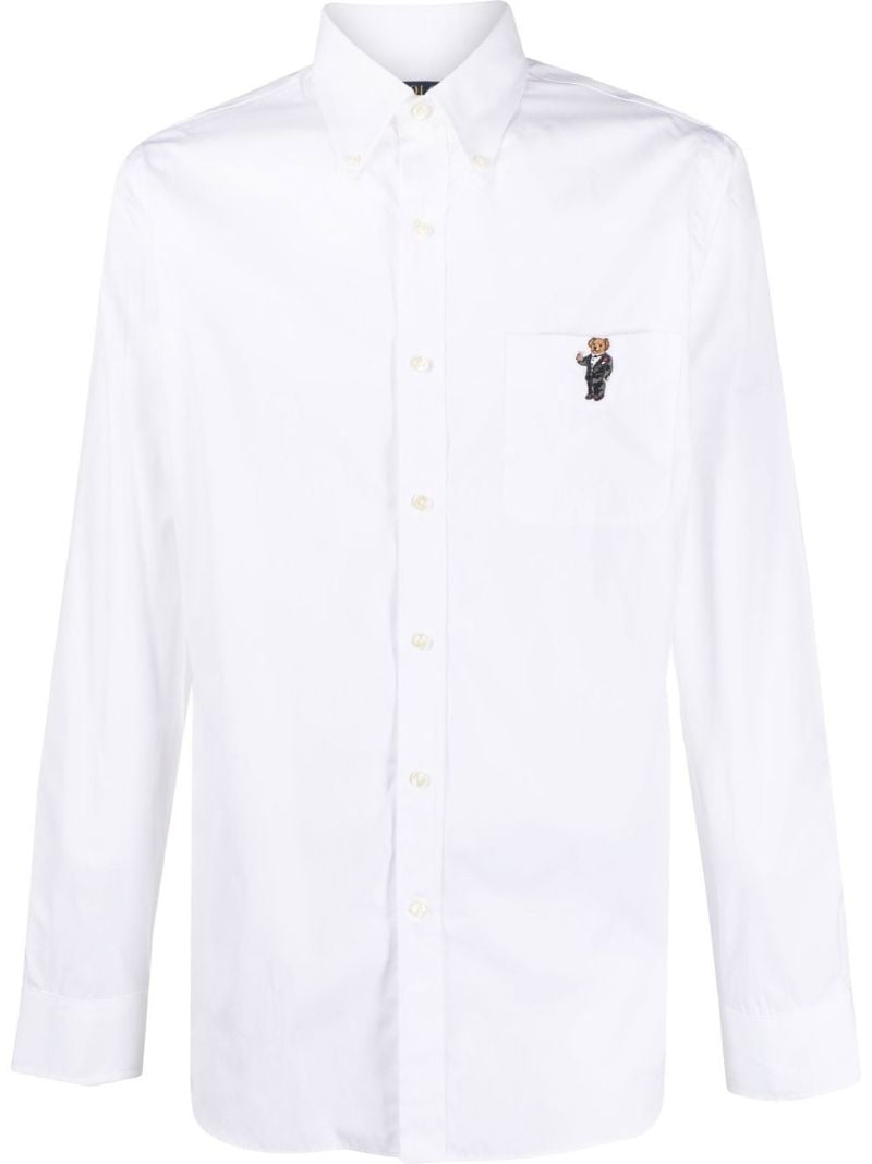 White Polo Bear Embroidered Shirt
