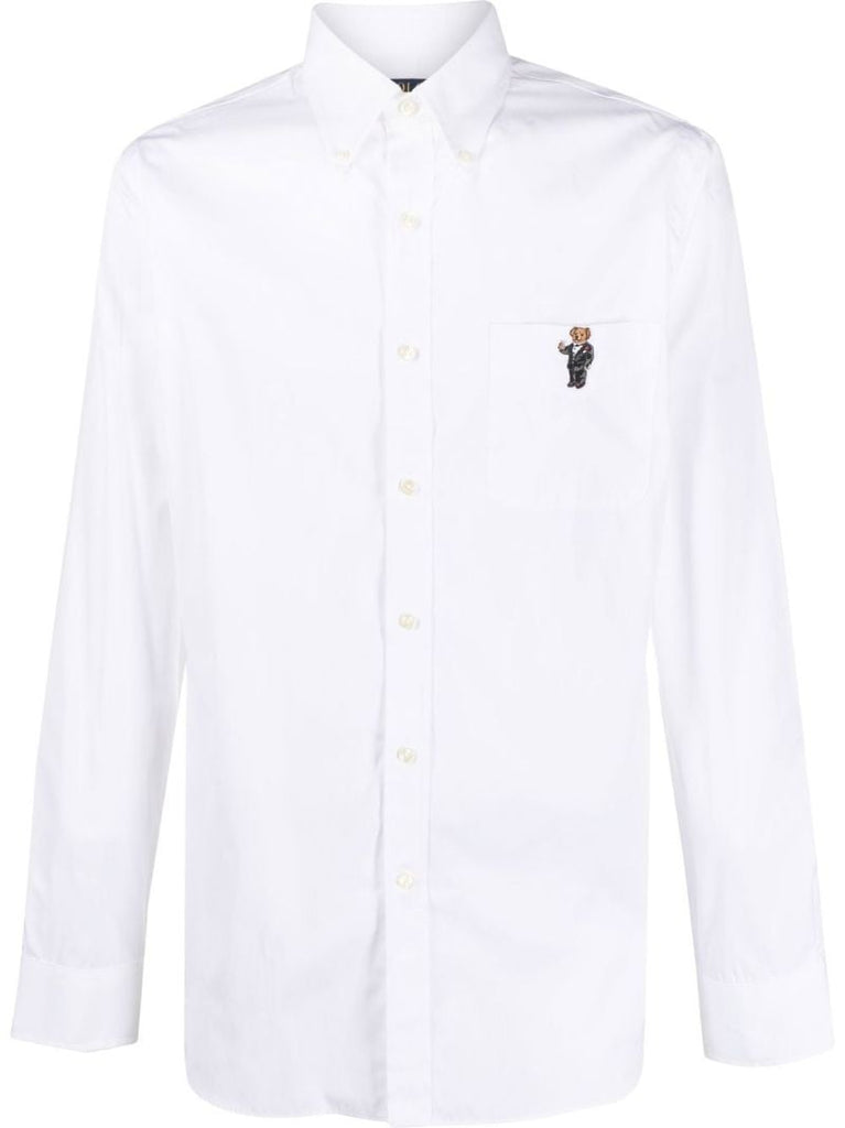 White Polo Bear Embroidered Shirt