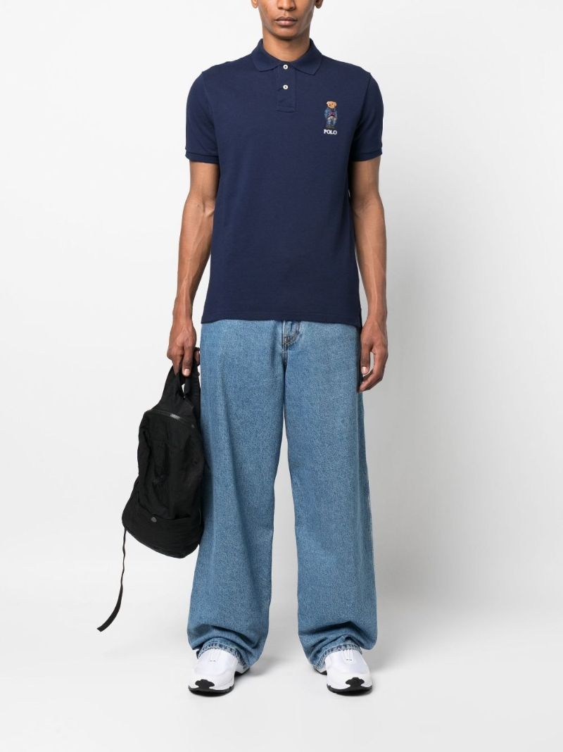 Navy Polo Bear Cotton Polo Shirt