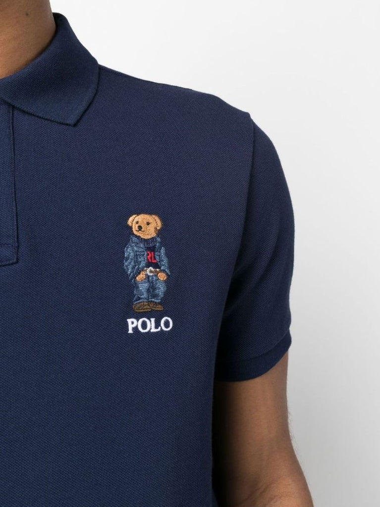 Navy Polo Bear Cotton Polo Shirt