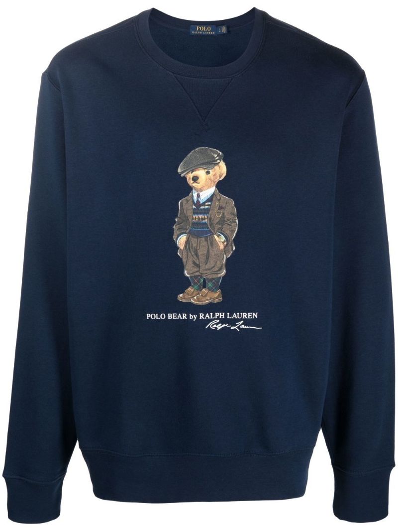 Navy Polo Bear Printed Sweatshirt