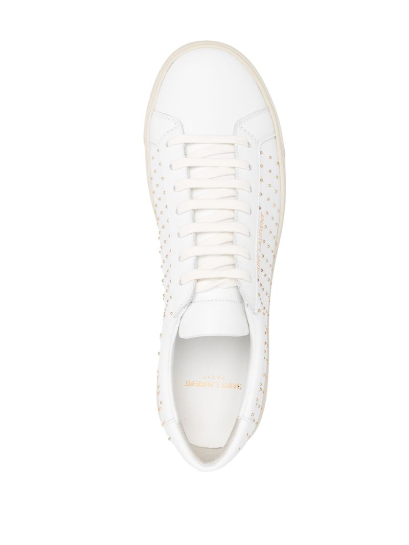 White Studded Low-top Leather Sneakers
