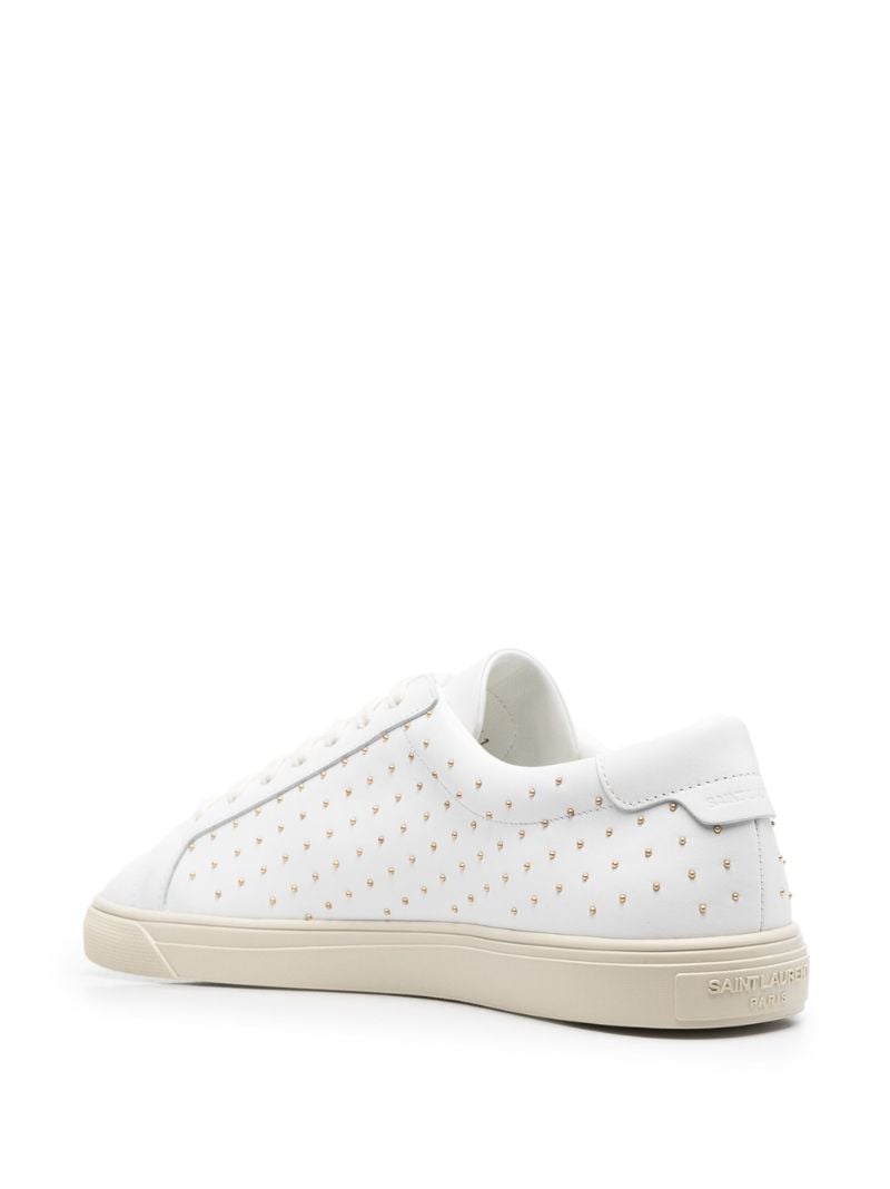 White Studded Low-top Leather Sneakers