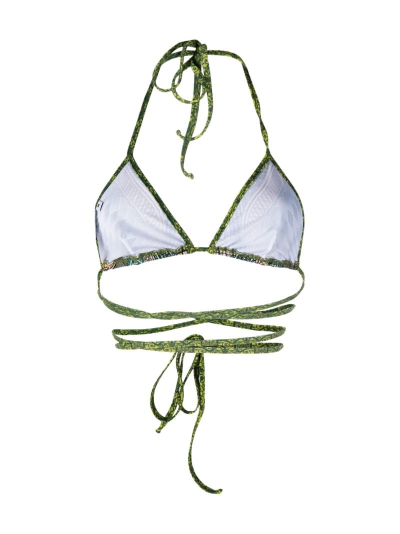 Green Banknote Print Bikini Top