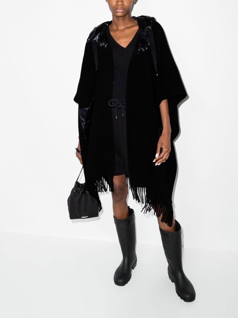 Black Wool Hooded Poncho
