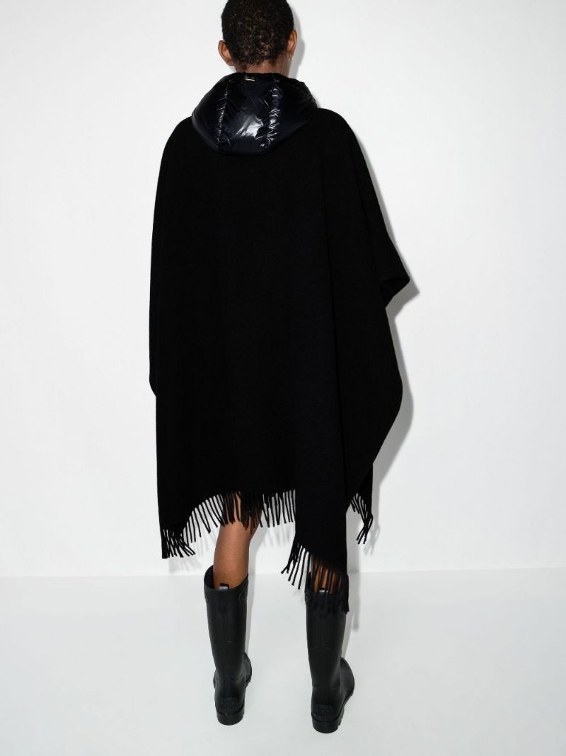 Black Wool Hooded Poncho