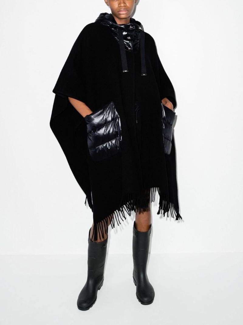 Black Wool Hooded Poncho