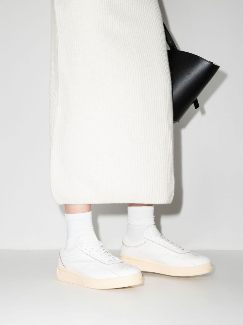 White Low Top Leather Sneakers