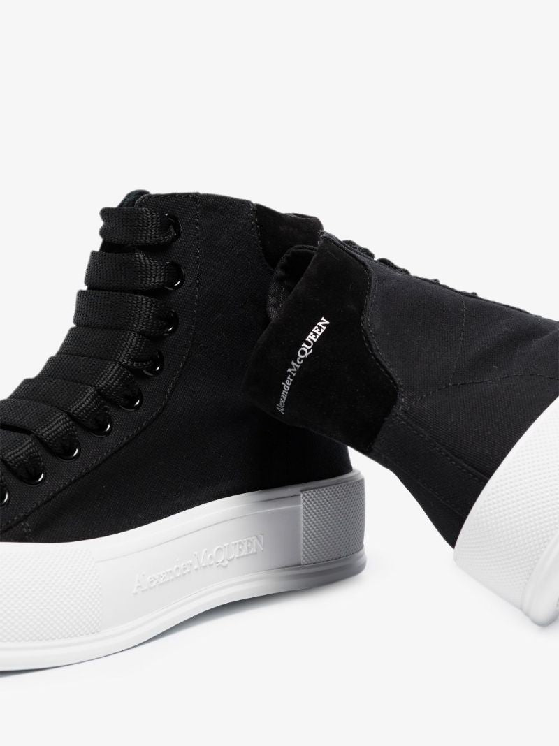 Black Deck Plimsoll High Top Sneakers
