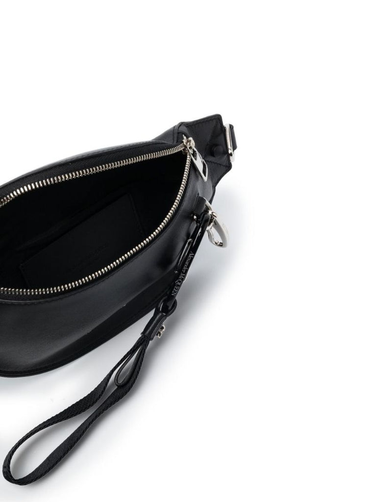 Black Biker Leather Cross Body Bag