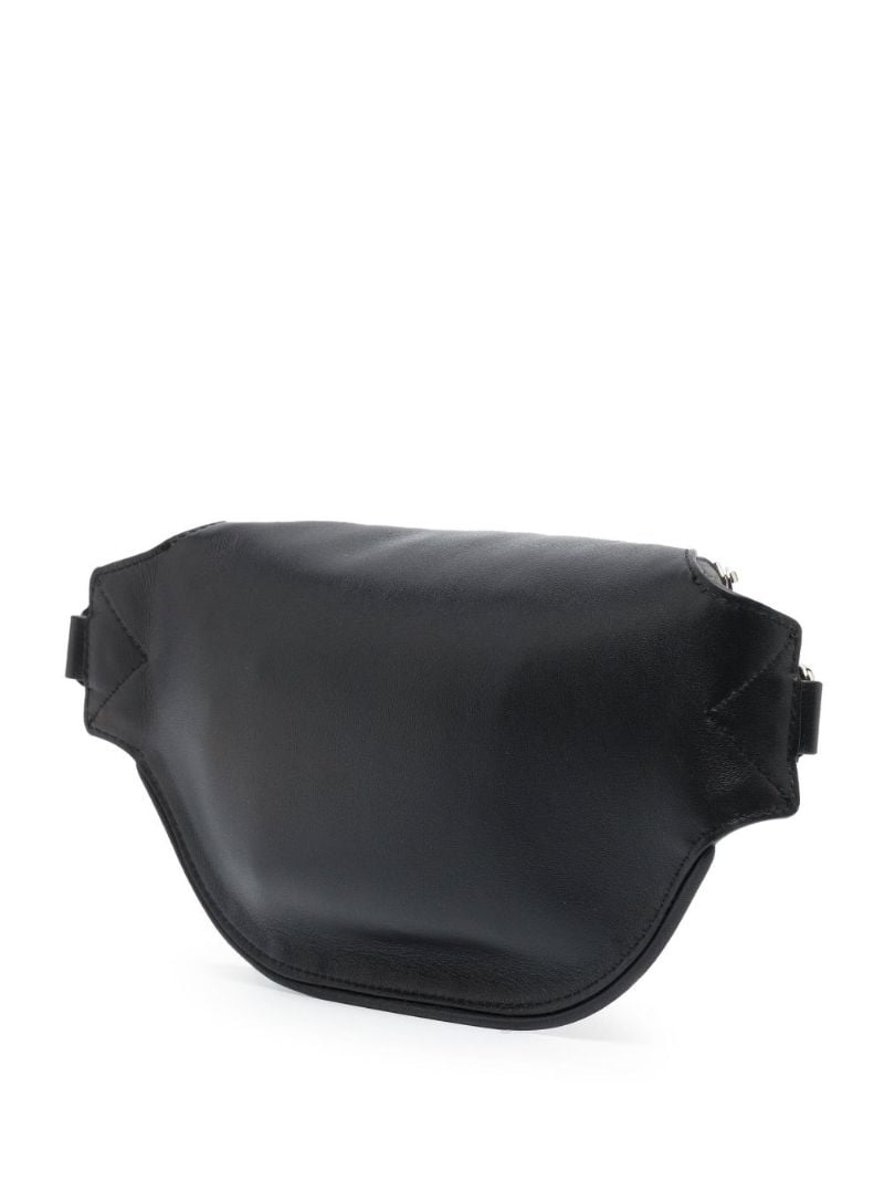 Black Biker Leather Cross Body Bag