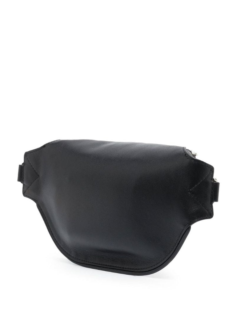 Black Biker Leather Cross Body Bag