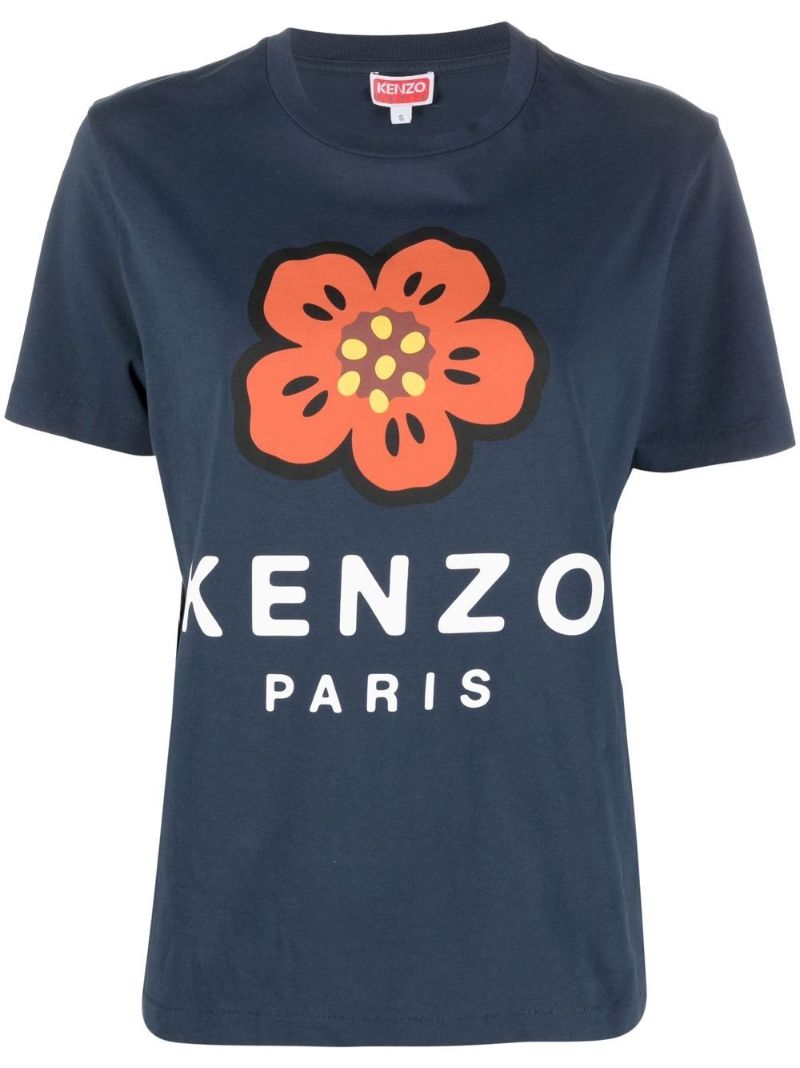 Blue Boke Flower Cotton T-shirt
