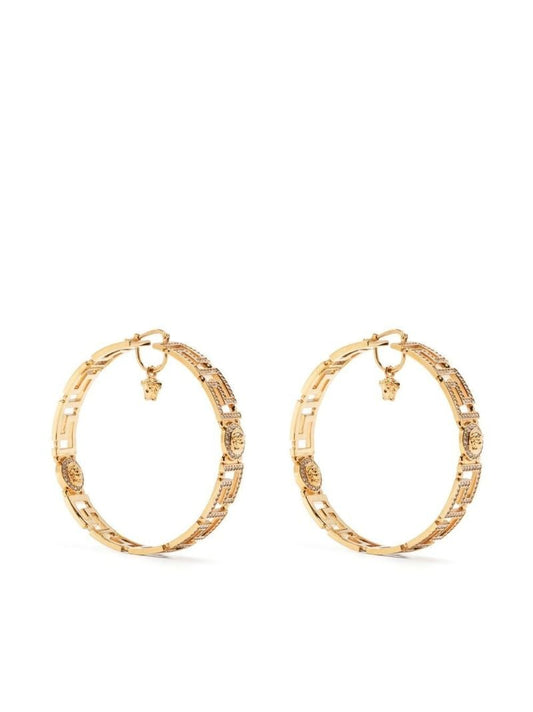Gold-tone Medusa Greca Crystal Hoop Earrings