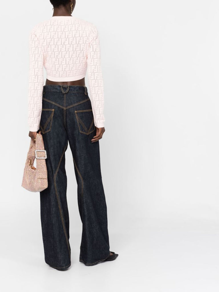 Pink Ff Cropped Cardigan