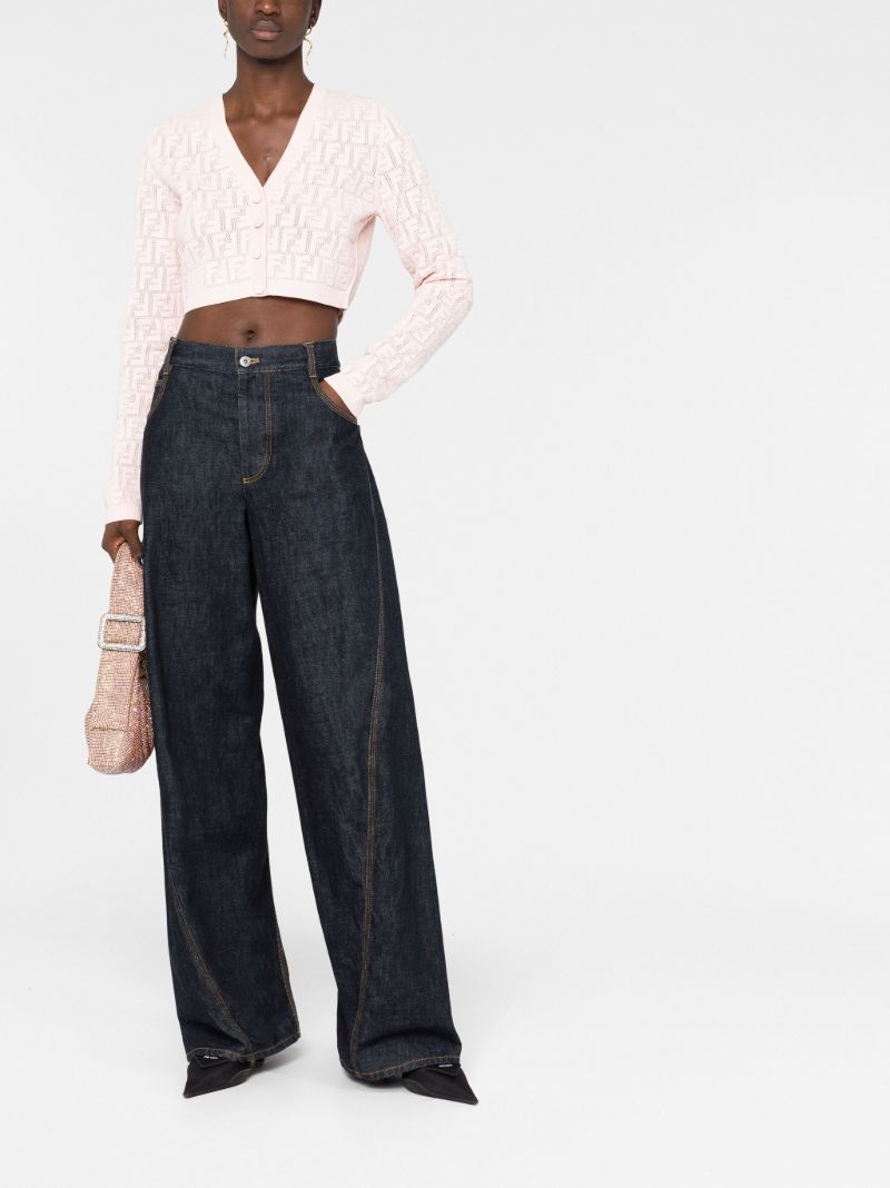 Pink Ff Cropped Cardigan