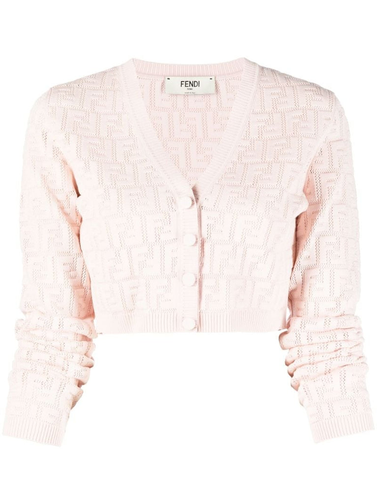 Pink Ff Cropped Cardigan