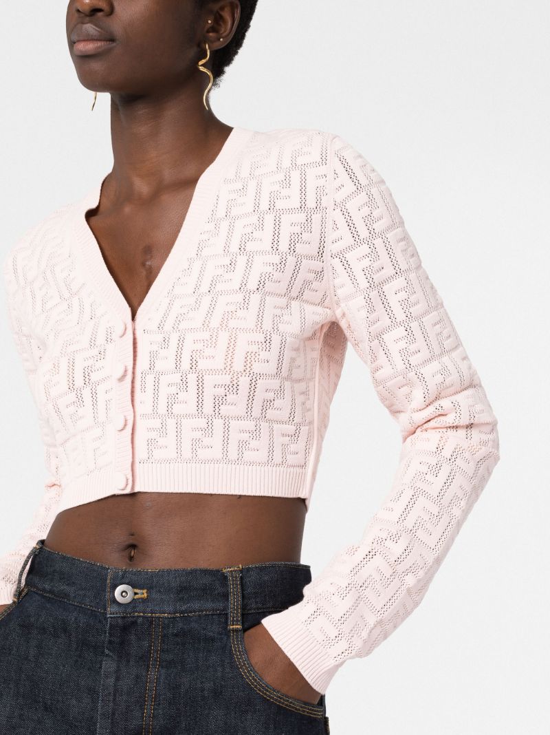 Pink Ff Cropped Cardigan