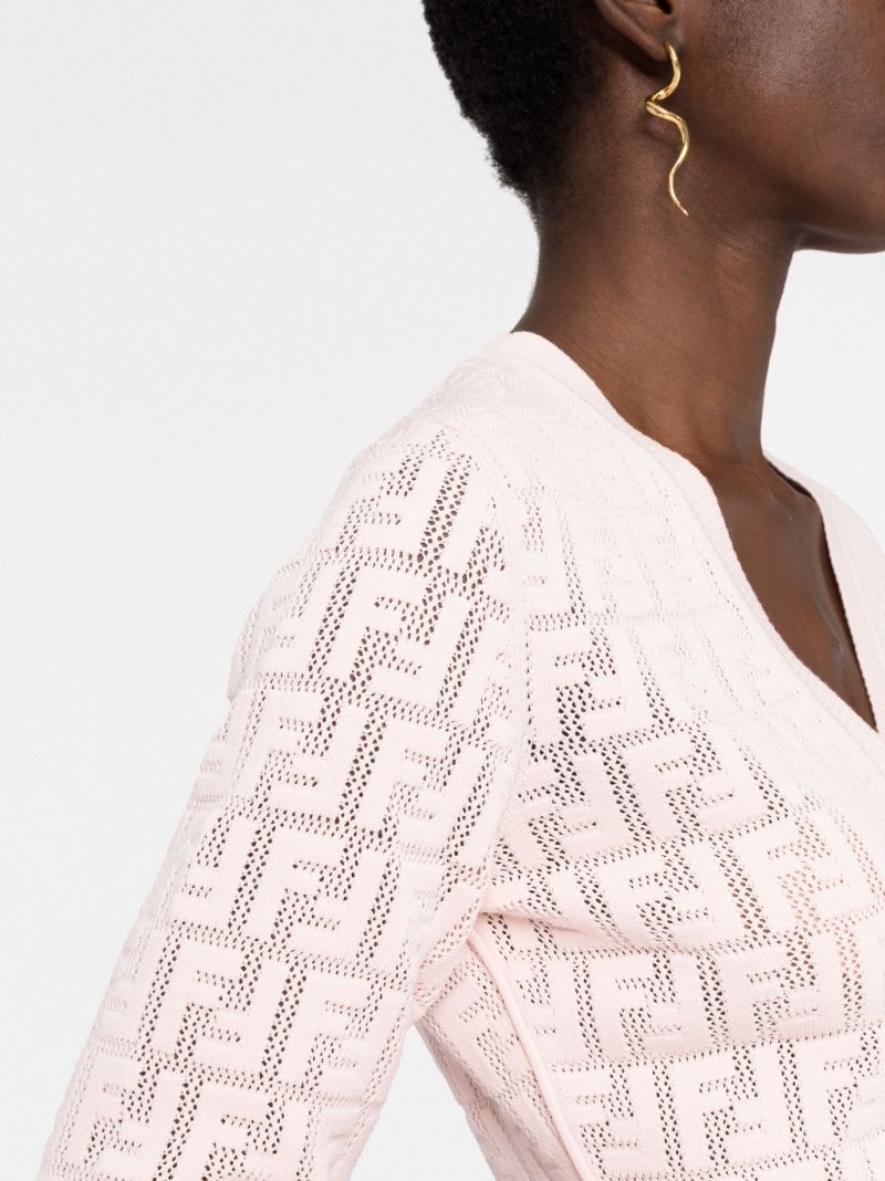 Pink Ff Cropped Cardigan