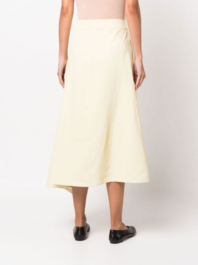 Neutral Asymmetric Linen Midi Skirt