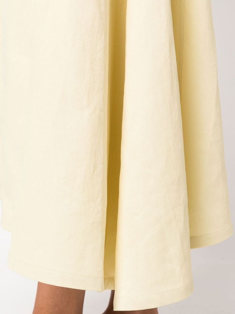 Neutral Asymmetric Linen Midi Skirt