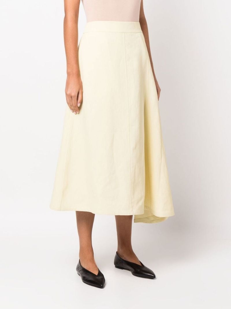 Neutral Asymmetric Linen Midi Skirt
