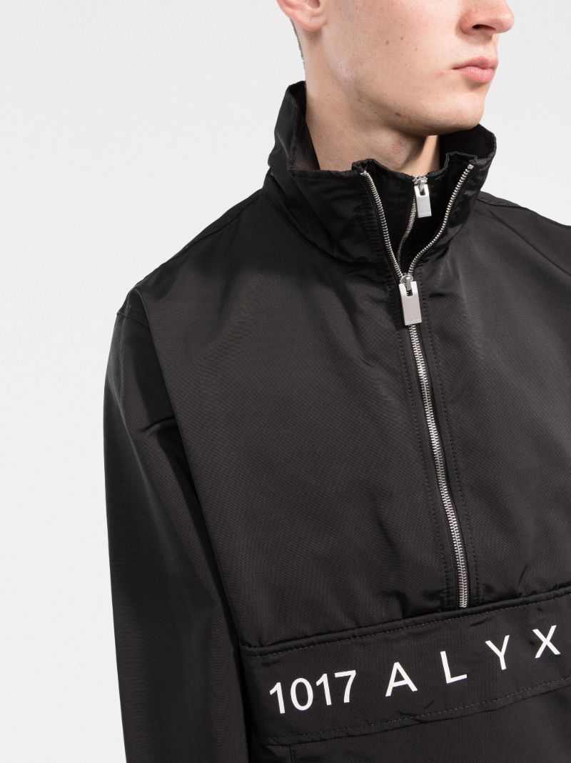 Black Logo Print Windbreaker Jacket