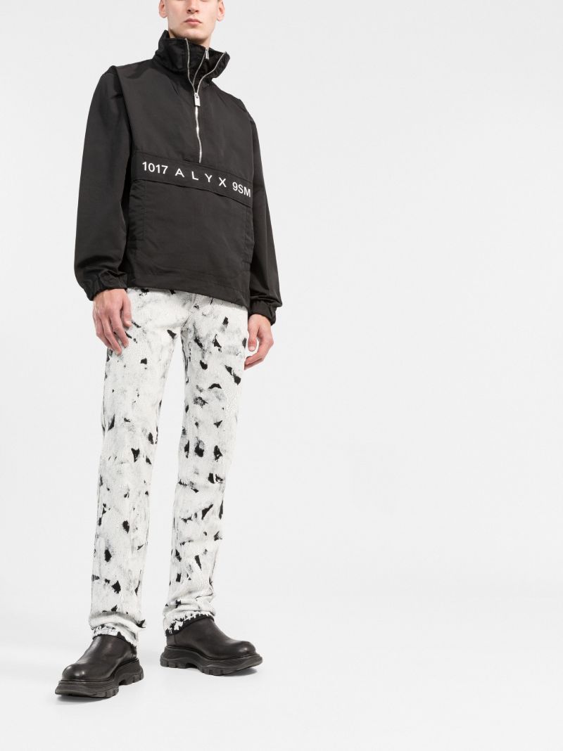 Black Logo Print Windbreaker Jacket