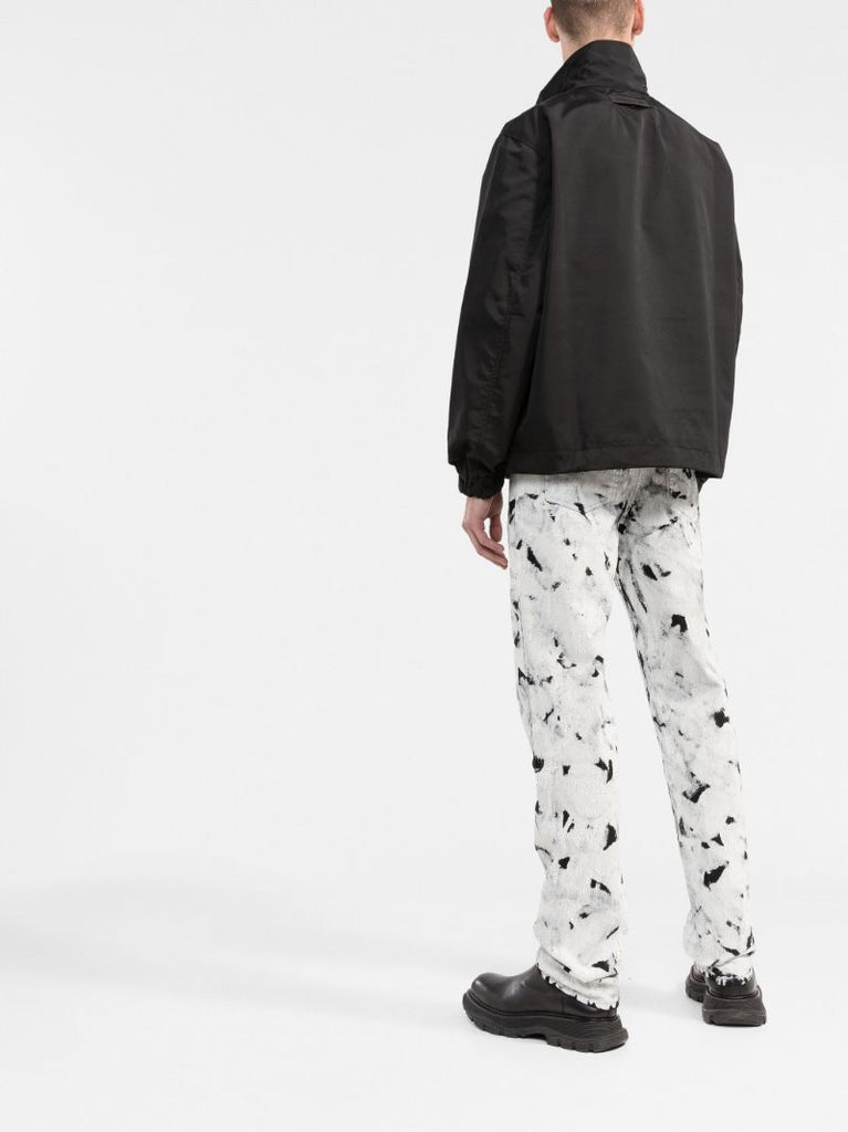 Black Logo Print Windbreaker Jacket