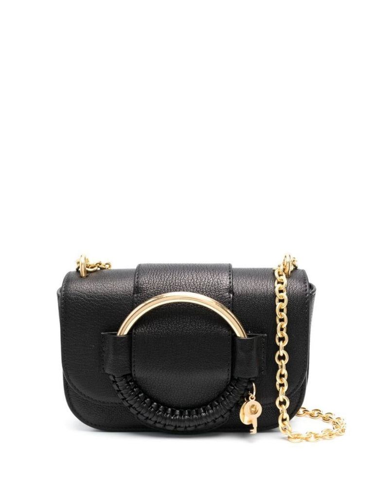 Black Hana Leather Shoulder Bag