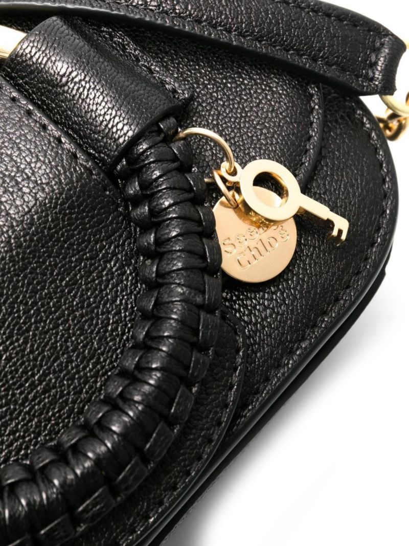 Black Hana Leather Shoulder Bag
