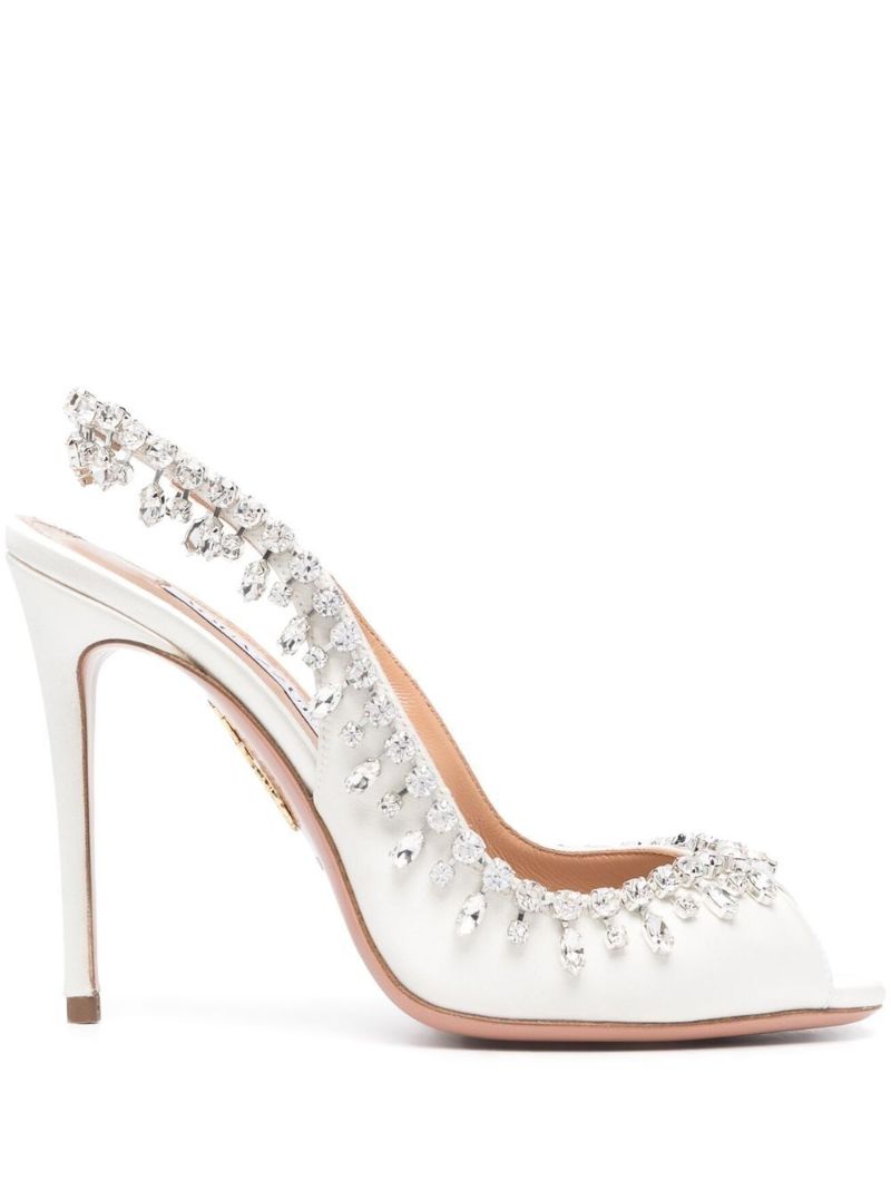 White Temptation 105 Crystal Leather Sandals