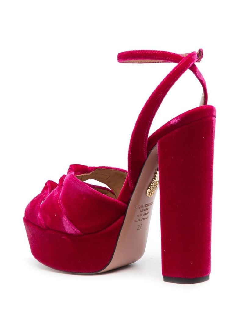 Pink Mira Plateau 140 Velvet Sandals