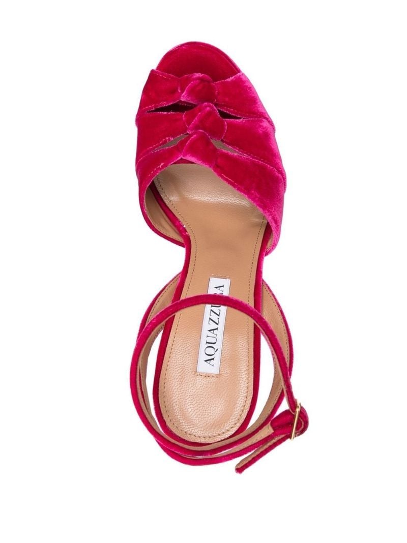 Pink Mira Plateau 140 Velvet Sandals