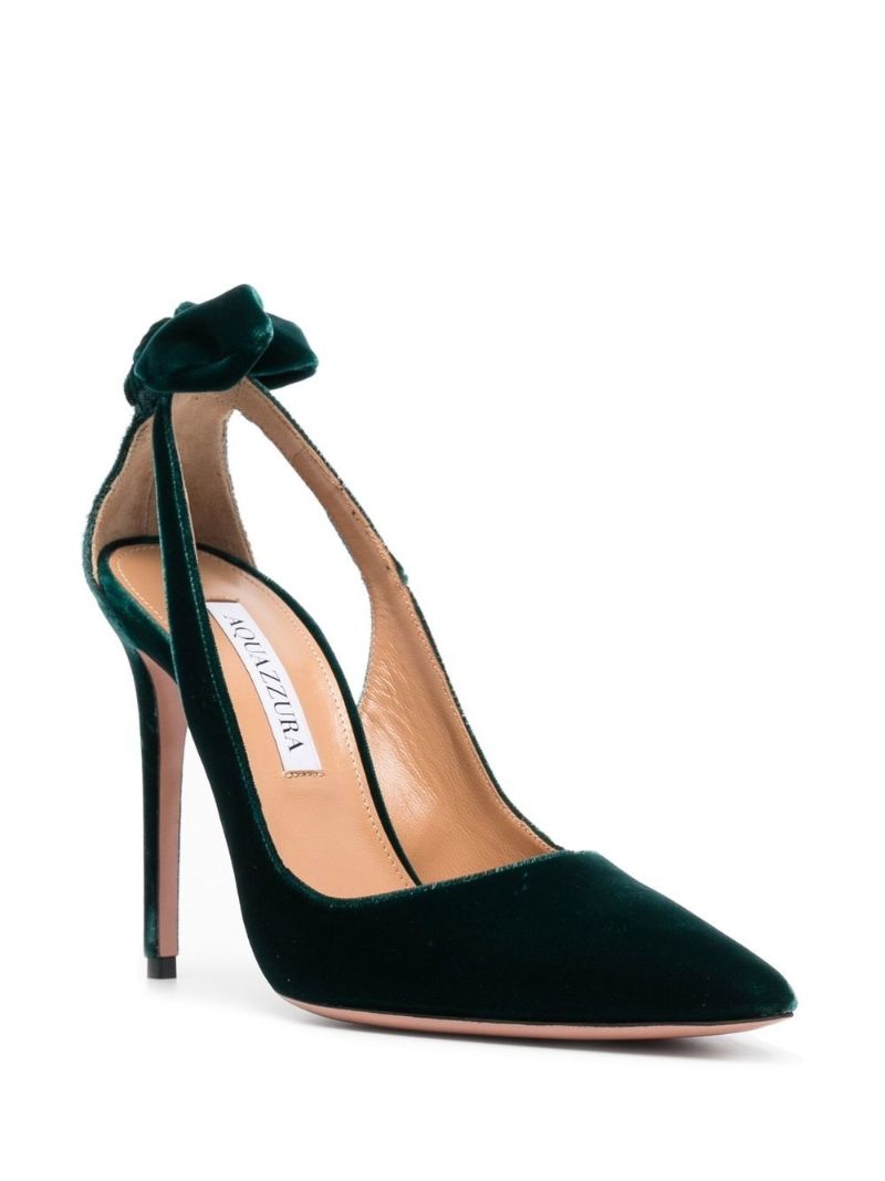 Green Bow Tie 105 Velvet Pumps