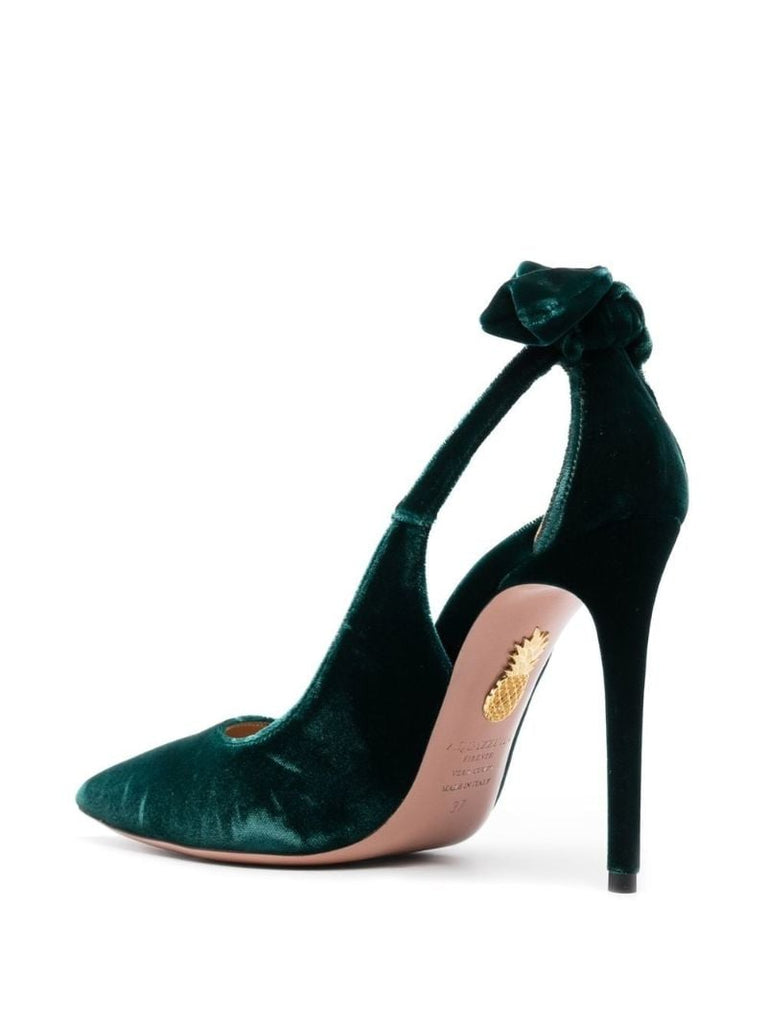 Green Bow Tie 105 Velvet Pumps