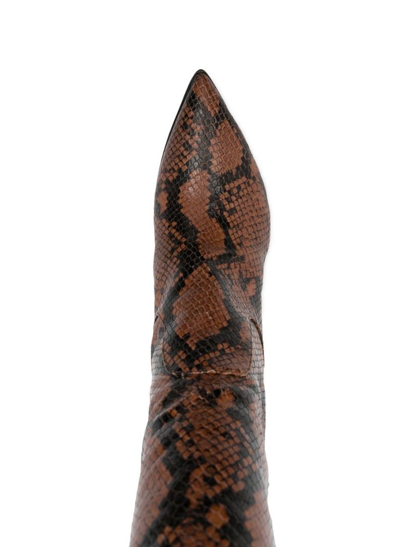 Brown Eastwood Snake Print Leather Knee-high Boots