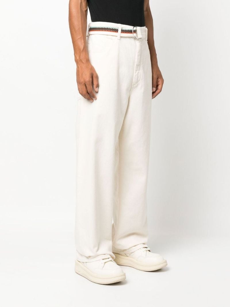 Neutral Tempera Cross Belted Cotton Trousers