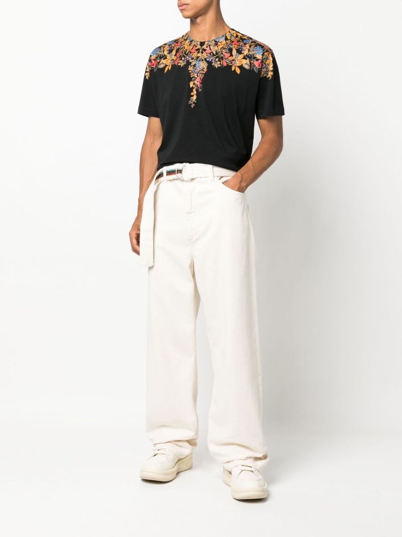 Neutral Tempera Cross Belted Cotton Trousers